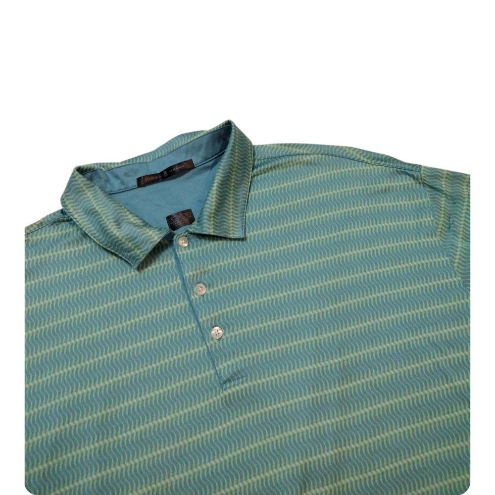 Tiger Woods Golf Polo Shirt Man's‎ XL Green Geometric Short Sleeves Sporty